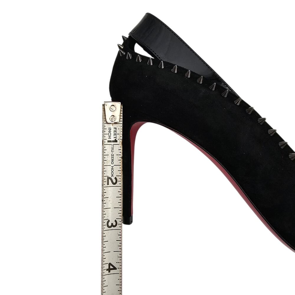 Christian Louboutin Duvette Spikes 85 Heel Pump Black Suede Patent Size 38 US 8 - Picture 10 of 14